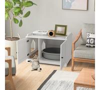 Costway Recinto lettiera per gatti con tira graffi ingresso reversibile, Mobile moderno per animali domestici Bianco