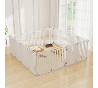 Costway Recinto per cani portatile alto 81 cm ventose e picchetti, Recinzione in plastica per interno ed esterno box a 8 pannelli