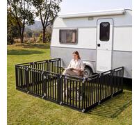 Costway Recinto per cani portatile alto 81 cm ventose e picchetti, Recinzione in plastica per interno ed esterno box a 10 pannelli Nero