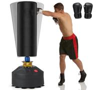 COSTWAY Sacco da Boxe 173 cm, Sacca da Boxe da Terra Autoportante e Pesante con Guantoni, Base a Ventosa, Costruzione a 5 Strati e Sistema Antivibrazioni per Adulti e Palestra Domestica