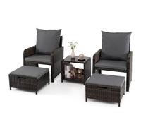 COSTWAY Salotto da Esterno 5 Pezzi, Set Giardino Esterno in Rattan (Grigio)