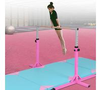 Costway Sbarra da balletto regolabile in altezza a 12 livelli, Sbarra portatile da ginnastica multiuso 200x121x91-150cm Rosa