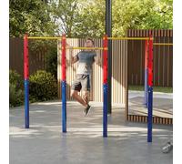 Costway Sbarra per tirazione da esterno regolabile in altezza 80-172 cm, Barra singola professionale stazione di allenamento in acciaio Rosso XL