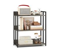 COSTWAY Scaffale a 3 Ripiani, Libreria Angolare Industriale con Ripiani Regolabili e Struttura Metallica, Scaffale da Terra con Dispositivo Antiribaltamento, 70x35x81 cm (Grigio)