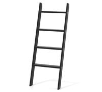 COSTWAY Scaffale di Stoccaggio in Legno di Pino, Porta Asciugamani a 4 Livelli per Bagno, Porta Salviette, Multiuso per Bagno Soggiorno (Nero,51 x 8 x 137 cm)
