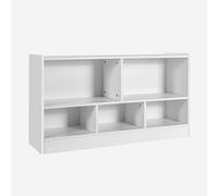 COSTWAY Scaffale per bambini, con 2 grandi scomparti e 3 piccoli scomparti, aperto, per giocattoli, bambole e libri, 111 x 30 x 61,5 cm, bianco
