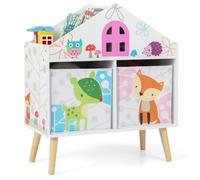 COSTWAY Scaffale per bambini, libreria per bambini, con 2 scatole, in legno, per la cameretta dei giochi, 62 x 30 x 72 cm