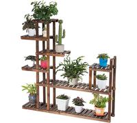 COSTWAY Scaffale per piante a 7 livelli, portafiori in legno, scala per fiori da giardino, scala per piante a più livelli, 120 x 25 x 120 cm
