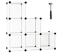 COSTWAY Scaffalle a 6 Cubi in Plastica, Mobile Componibile Modulare a Cubi con Martello, Armadio Cubi Armadietto Portatile per Camera Soggiorno Ufficio