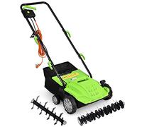 COSTWAY Scarificatore 2 In-1 per Prato, Arieggiatore Elettrico con Sacco Raccoglitore da 30L, Larghezza 32cm, con 3 Posizioni Regolabili, Scarificatore 1500W per Giardino Cortile (32 cm, Verde)