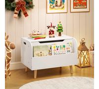 Costway Scatola giocattoli legno bambini libreria frontale 4 gambe legno massello coperchio ribaltabile, Cassapanca organizer sala giochi asilo Bianco
