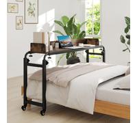 Costway Scrivania mobile per letto matrimoniale e cuscino a cuneo per dormire, Scrivania sopra-il-letto con ruote e cuscino triangolare