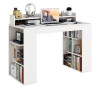 COSTWAY Scrivania per Computer, Scrivania con 2 Librerie, Ripiano e Kit di Antiribaltamento, Scrivania Salvaspazio da Ufficio, Studio, Soggiorno e Camera da Letto, 120 x 54 x 90 cm, Bianco