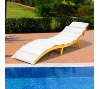 Costway Sdraio ergonomica in legno con cuscino e poggiatesta reclinabile, Lettino da giardino 190 x 55 x 52 cm