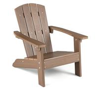 COSTWAY Sedia Adirondack per Bambini, Poltrona da Giardino in Plastica Resistente alle Intemperie con Schienale a Doghe Inclinato, Sedia Adirondack per Patio e Balcone, Portata 75 kg (Marrone)