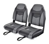 COSTWAY Sedia da Barca, Sedile da Barca Pieghevole con Morbido Cuscino Imbottito, Rivestimento in PVC Impermeabile, 44,5 x 51 x 61 cm (Grigio, 2)