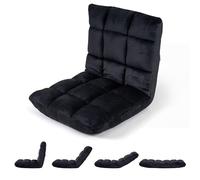 COSTWAY Sedia da Pavimento, Cuscino Imbottito da Terra con Schienale Reclinabile a 14 Livelli, Poltrona Pieghevole Relax, Lettura, Yoga e Meditazione, per Soggiorno, Camera da Letto (Nero)