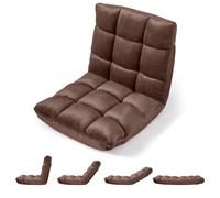 COSTWAY Sedia da Pavimento, Cuscino Imbottito da Terra con Schienale Reclinabile a 14 Livelli, Poltrona Pieghevole Relax, Lettura, Yoga e Meditazione, per Soggiorno, Camera da Letto (Marrone)