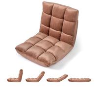 COSTWAY Sedia da Pavimento, Cuscino Imbottito da Terra con Schienale Reclinabile a 14 Livelli, Poltrona Pieghevole Relax, Lettura, Yoga e Meditazione, per Soggiorno, Camera da Letto (Marrone Chiaro)