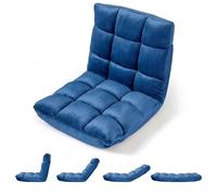 COSTWAY Sedia da Pavimento, Cuscino Imbottito da Terra con Schienale Reclinabile a 14 Livelli, Poltrona Pieghevole Relax, Lettura, Yoga e Meditazione, per Soggiorno, Camera da Letto (Blu)