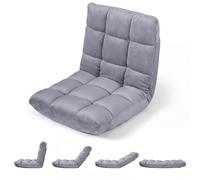 COSTWAY Sedia da Pavimento, Cuscino Imbottito da Terra con Schienale Reclinabile a 14 Livelli, Poltrona Pieghevole Relax, Lettura, Yoga e Meditazione, per Soggiorno, Camera da Letto (Grigio)