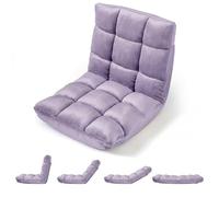 COSTWAY Sedia da Pavimento, Cuscino Imbottito da Terra con Schienale Reclinabile a 14 Livelli, Poltrona Pieghevole Relax, Lettura, Yoga e Meditazione, per Soggiorno, Camera da Letto (Viola)