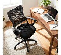 Costway Sedia da ufficio ergonomica con schienale reclinabile a forma di farfalla, Sedia comoda con seduta regolabile in altezza girevole 360° Nero