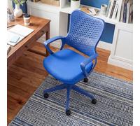 Costway Sedia da ufficio ergonomica con schienale reclinabile a forma di farfalla, Sedia comoda con seduta regolabile in altezza girevole 360° Blu
