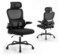 COSTWAY Sedia da Ufficio Ergonomica, Sedia da Scrivania Computer, Poggiatesta e Supporto Lombare, Regolabile in Altezza, Portata 120 kg, Nero