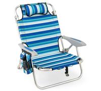 COSTWAY Sedia Pieghevole da Spiaggia, Telaio in Alluminio, Sedia Bassa da Sabbia Leggera con Schienale Regolabile, Sdraio da Esterno Robusta per Giardino, Campeggio, Portata 150 kg (Verde,1)