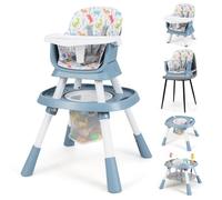 COSTWAY Seggiolone Pappa per Bambini 16 in 1, Seggiolone Convertibile con Cintura e Vassoio Rimovibile, Sedia Evolutiva per Neonati 6-36 Mesi con Piano Bifacciale, 3 Giochi e Cestino (Verde)