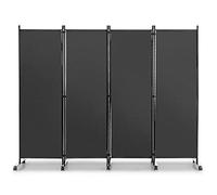 COSTWAY Separé Divisorio Interno 3/4/6 Ante, Paravento da Esterno ed Interno con Piedini, Pannelli Divisori per Ufficio, Salotto e Camera da Letto (Grigio, 225 x 173 cm (4 Pannelli con ruote))