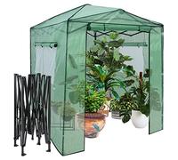 COSTWAY Serra per da Giardino 180 x 250 x 230 cm, Serra per Orto e Piante con Telaio Robusto, 2 Finestre Grandi e 2 Porte Arrotolabili con Doppia Cerniera, Serra da Eterno Pieghevole