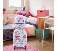 Costway Set 2 in 1 Bagaglio viaggio per bambini con ruote + zaino Valigetta bimbo e zaino Trolley bambino Grigio