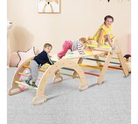 Costway Set 3 giocattoli da arrampicata per bambini 1+ anni con triangolo arco salita, Set di arrampicata Macarons