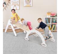 Costway Set 3 giocattoli da arrampicata per bambini 1+ anni con triangolo arco salita, Set di arrampicata Bianco