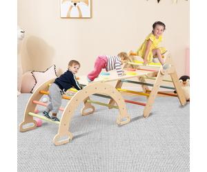 Costway Set 3 giocattoli da arrampicata per bambini 1+ anni con triangolo arco salita, Set di arrampicata Macarons