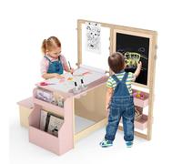 COSTWAY Set 3 in 1 Tavolo e Sedie per Bambini 3+ Anni (Rosa)