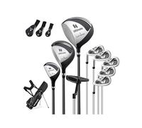 COSTWAY Set Completo di Mazze da Golf per Mancini da Uomo, Borsa Portatile con Supporto e Cappuccio Antipioggia, Include Driver 1 da 460CC, Fairway 3, Ibrido 4, Ferri 6, 7, 8, 9, P e Putter (Nero)