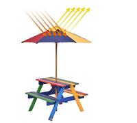 COSTWAY Set con Tavolo Picnic di Legno con Omrellone Piehgevole per Bambini