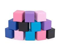 COSTWAY Set di 12 Blocchi da Costruzione in Schiuma EPE, Cubi Colorati 14 x 14 cm con Copertura in Finta Pelle Impermeabile, Blocchi Morbidi per Bambini per Impilare e Arrampicarsi (Rosa e Nero)