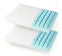 COSTWAY Set di 2 Cuscini in Schiuma di Memoria a Gel Freddo, Cuscini Letto Coppia con Taglio 3D per Flusso d'Aria, Morbida e Traspirante, 60x40x13 cm