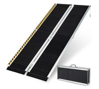 COSTWAY Set di 2 Rampa per Sedie a Rotelle in Alluminio, Rampa Telescopica Pieghevole con Superficie Antiscivolo, Capacità di Carico di 272 kg, per Soglie, Gradini, Scale (183 x 74cm)
