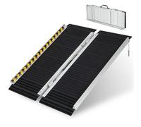 COSTWAY Set di 2 Rampa per Sedie a Rotelle in Alluminio, Rampa Telescopica Pieghevole con Superficie Antiscivolo, Capacità di Carico di 272 kg, per Soglie, Gradini, Scale (91 x 74cm)