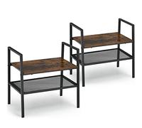 COSTWAY Set di 2 scaffalature impilabili in legno e metallo, scaffalature compatte per soggiorno, camera da letto, ingresso, organizer con telaio in metallo