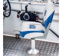 Costway Set di 2 sedie pieghevoli con schienale basso per barca, Sedile yacht ergonomici con schiuma spessa Blu e bianco