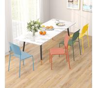 Costway Set di 4 sedie da pranzo con schienale ergonomico e seduta ampia, Sedie laterali senza bracci portata 160kg Colorato