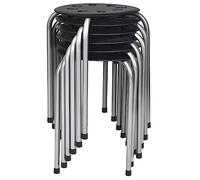 COSTWAY Set di 6 Sgabello Tondo Impilabile in Metallo, Sgabello Cucina Basso per Bambini Adulti, Sgabelli da Bar Casa Ufficio Aule, 30 x 30 x 44,5 cm (Nero + Grigio)