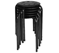 COSTWAY Set di 6 Sgabello Tondo Impilabile in Metallo, Sgabello Cucina Basso per Bambini Adulti, Sgabelli da Bar Casa Ufficio Aule, 30 x 30 x 44,5 cm (Nero)