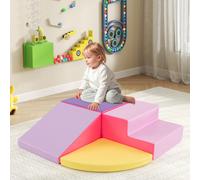 Costway Set di blocchi in schiuma con velcro per arrampicarsi e gattonare per bambini, Set di blocchi morbidi per lo sviluppo dei bambini Giallo